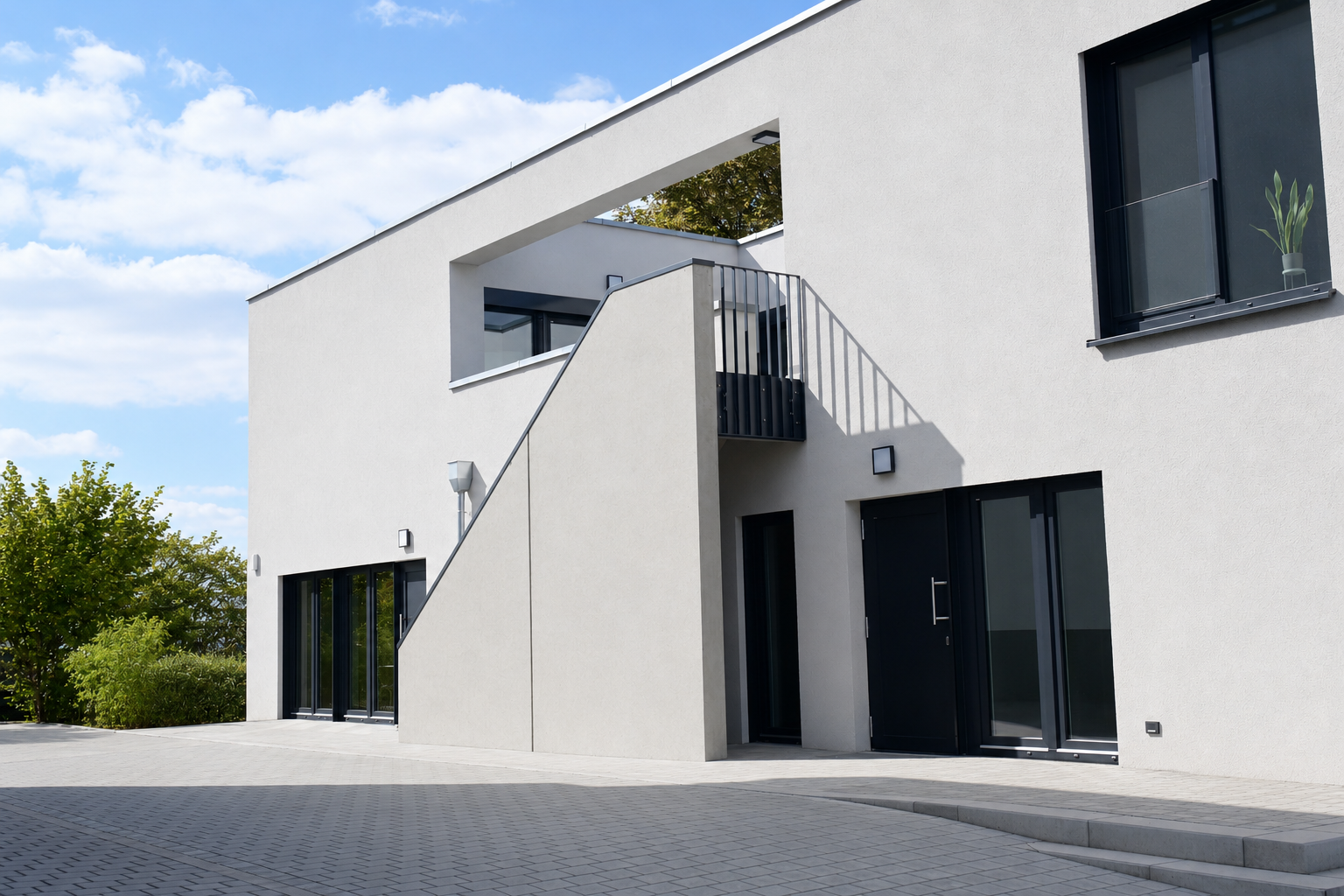 Modernes Gebäude des campus gesundesweiss